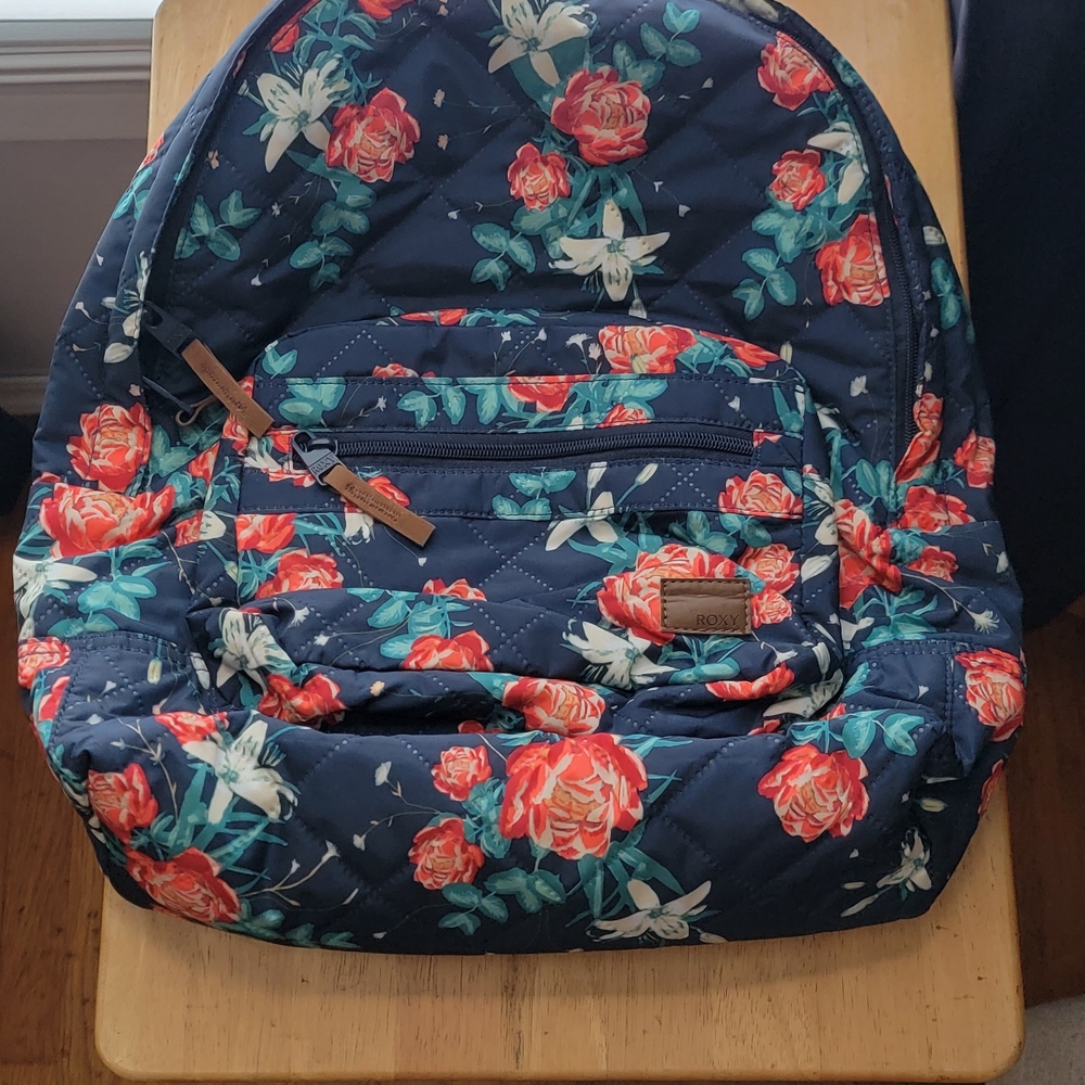 Roxy Floral Backpack - Navy and Red